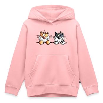Deux chats - Sweat Premium à capuche enfant bio - rose - Devant - AI Model Kid Female (0cm)
