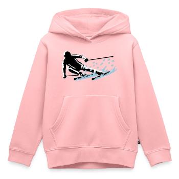 Skifahren - flotter Skifahrer und Schnee - Kinder Premium Organic Hoodie - Rosa - Vorne - AI Model Kid Female (0cm)