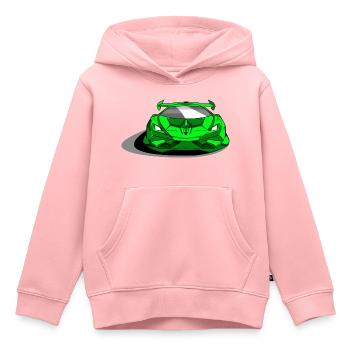Lambo voiture de sport verte - Sweat Premium à capuche enfant bio - rose - Devant - AI Model Kid Female (0cm)