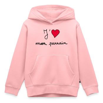 J'aime mon parrain - Sweat Premium à capuche enfant bio - rose - Devant - AI Model Kid Female (0cm)