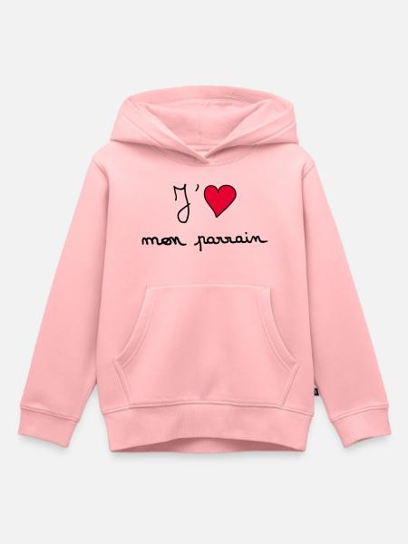 J'aime mon parrain - Sweat Premium à capuche enfant bio - rose