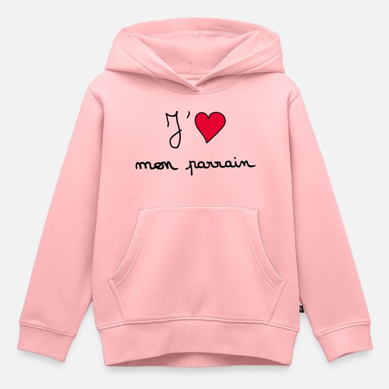 J'aime mon parrain - Sweat Premium à capuche enfant bio - rose