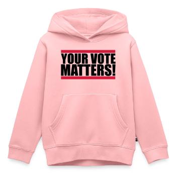 votre vote compte citation - Sweat Premium à capuche enfant bio - rose - Devant - AI Model Kid Female (0cm)