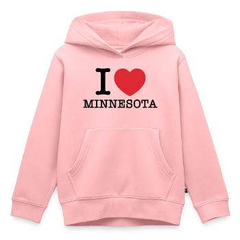 J’aime le Minnesota | Minnesota (États-Unis) | J’aime le Minnesota - Sweat Premium à capuche enfant bio - rose - Devant - AI Model Kid Female (0cm)