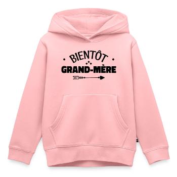 Bientot Grand Mere Future Grand Mère Cadeau - Sweat Premium à capuche enfant bio - rose - Devant - AI Model Kid Female (0cm)