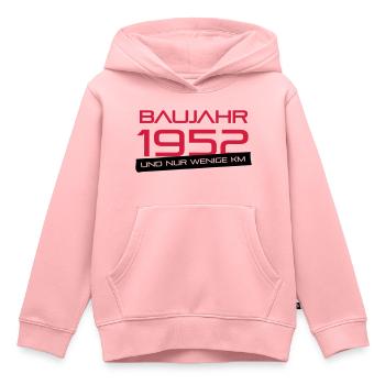 Peu km - Année 1952 - Sweat Premium à capuche enfant bio - rose - Devant - AI Model Kid Female (0cm)