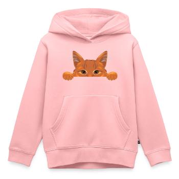 Chat au gingembre - Sweat Premium à capuche enfant bio - rose - Devant - AI Model Kid Female (0cm)