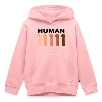 Human - Sweat Premium à capuche enfant bio - rose - Devant - AI Model Kid Female (0cm)