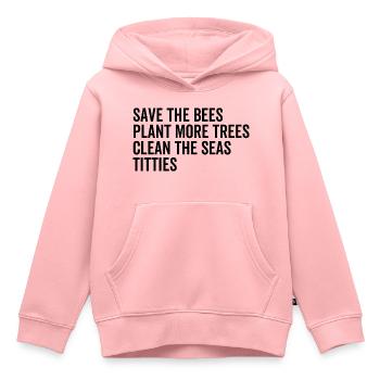 Rettet die Bienen Pflanzen Sie mehr Bäume, die die Meere reinigen - Kinder Premium Organic Hoodie - Rosa - Vorne - AI Model Kid Female (0cm)
