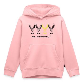 Be different! Hirsch Nerd Geek 3c - Kinder Premium Organic Hoodie - Rosa - Vorne - AI Model Kid Female (0cm)