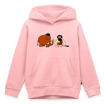 Mammouth Caveman Love - Sweat Premium à capuche enfant bio - rose - Devant - AI Model Kid Female (0cm)