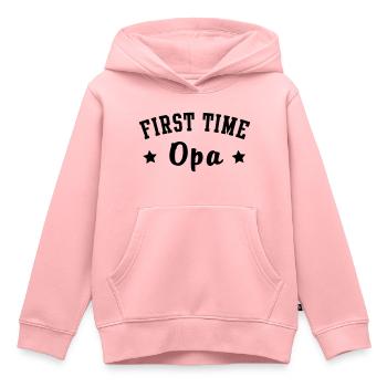 Conception PREMIÈRE FOIS grand-papa - Sweat Premium à capuche enfant bio - rose - Devant - AI Model Kid Female (0cm)