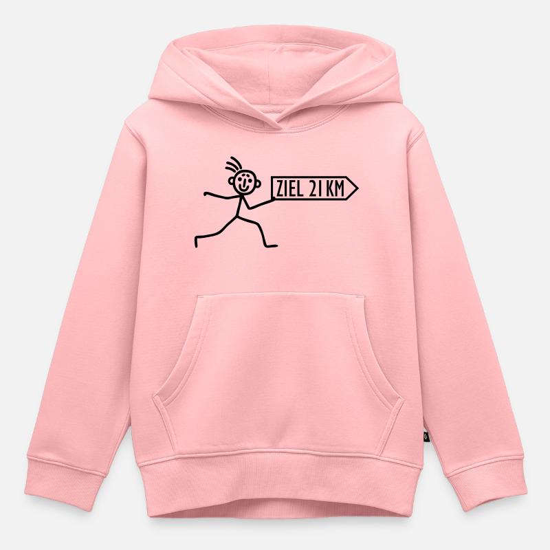 Strichmännchen läuft Halbmarathon - Kinder Premium Organic Hoodie - Rosa