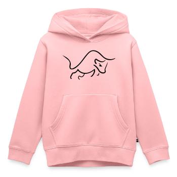 Bulle Line Art - Wall Street Minimaliste - Sweat Premium à capuche enfant bio - rose - Devant - AI Model Kid Female (0cm)