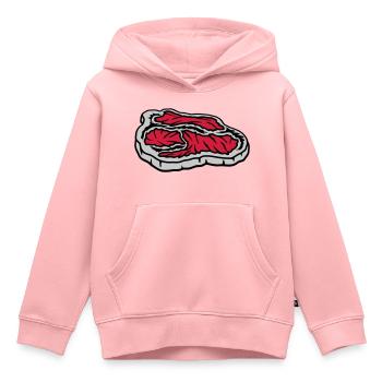 Steak juteux sanglant Grill Master - Sweat Premium à capuche enfant bio - rose - Devant - AI Model Kid Female (0cm)