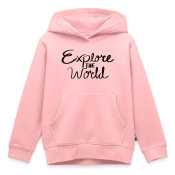 Explore the World - Kinder Premium Organic Hoodie - Rosa - Vorne - AI Model Kid Female (0cm)