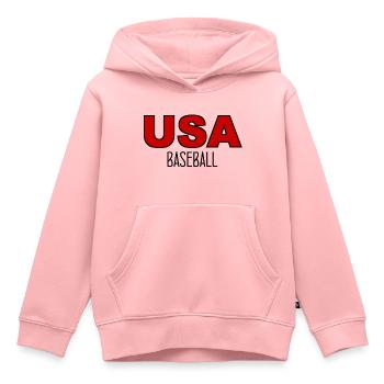 USA Baseball - US - États-Unis d’Amérique - Sweat Premium à capuche enfant bio - rose - Devant - AI Model Kid Female (0cm)