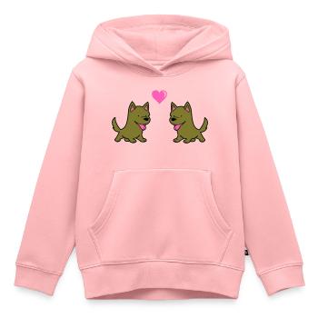 Amour comique de chien - Sweat Premium à capuche enfant bio - rose - Devant - AI Model Kid Female (0cm)