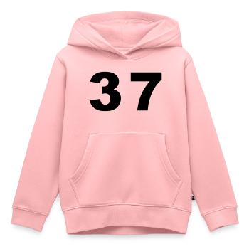 Nombre - 37 - trente-sept - Sweat Premium à capuche enfant bio - rose - Devant - AI Model Kid Female (0cm)
