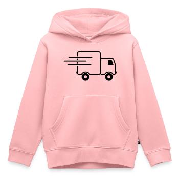 express-transporter / Schnelllaster (1c) - Kids Premium Organic Hoodie - rose - Front - AI Model Kid Female (0cm)