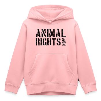 ANIMAL RIGHTS NOW - Kinder Premium Organic Hoodie - Rosa - Vorne - AI Model Kid Female (0cm)