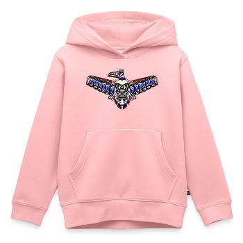 totem corbeau - Sweat Premium à capuche enfant bio - rose - Devant - AI Model Kid Female (0cm)