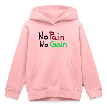 No Pain No Gain - Kids Premium Organic Hoodie - rose - Front - AI Model Kid Female (0cm)