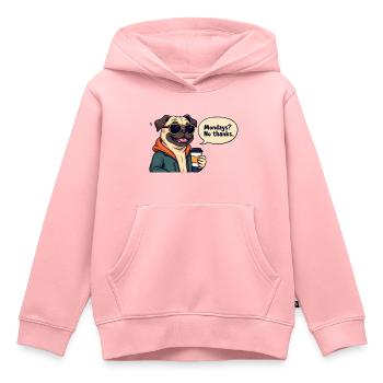 Photo drôle de chien : lundi stupide - Sweat Premium à capuche enfant bio - rose - Devant - AI Model Kid Female (0cm)