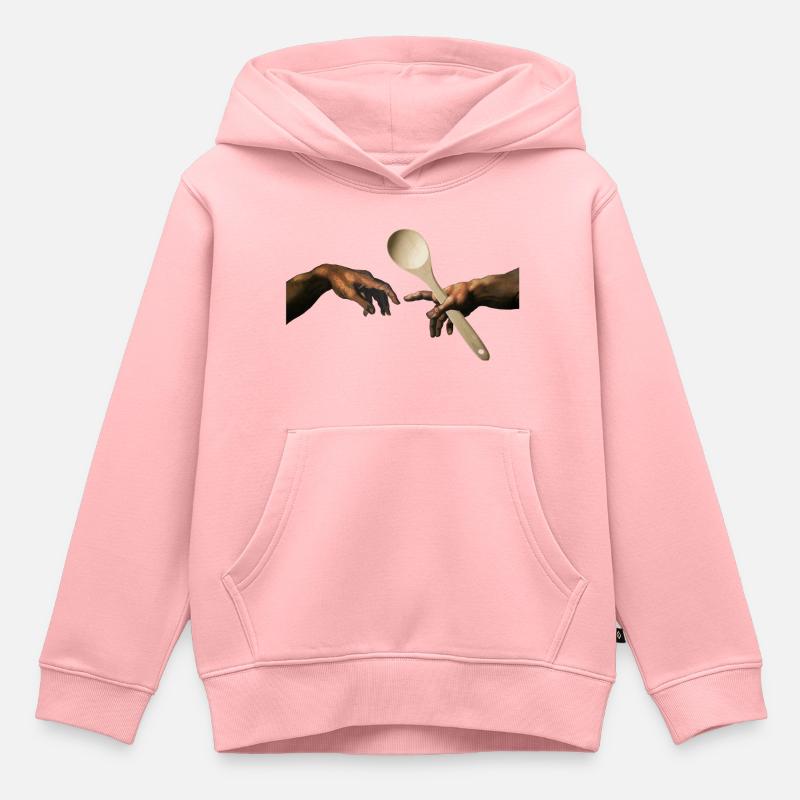 Cuillère en bois Michel-Ange - Sweat Premium à capuche enfant bio - rose