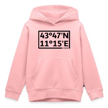 Coordonnées de Florence - Sweat Premium à capuche enfant bio - rose - Devant - AI Model Kid Female (0cm)