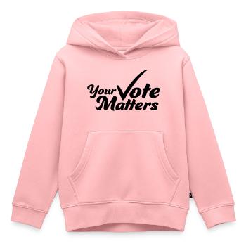 votre vote compte citation - Sweat Premium à capuche enfant bio - rose - Devant - AI Model Kid Female (0cm)