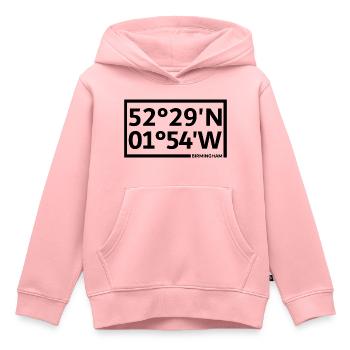 Coordonnées de Birmingham - Sweat Premium à capuche enfant bio - rose - Devant - AI Model Kid Female (0cm)