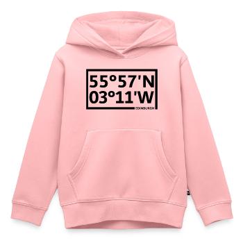 Coordonnées d’Édimbourg - Sweat Premium à capuche enfant bio - rose - Devant - AI Model Kid Female (0cm)
