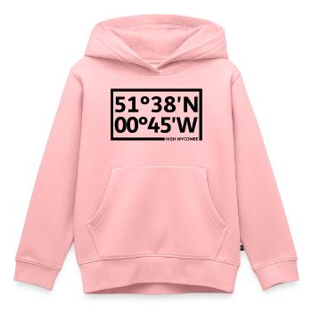 Coordonnées de High Wycombe - Sweat Premium à capuche enfant bio - rose - Devant - AI Model Kid Female (0cm)