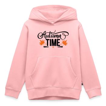 Heure d’automne - Sweat Premium à capuche enfant bio - rose - Devant - AI Model Kid Female (0cm)