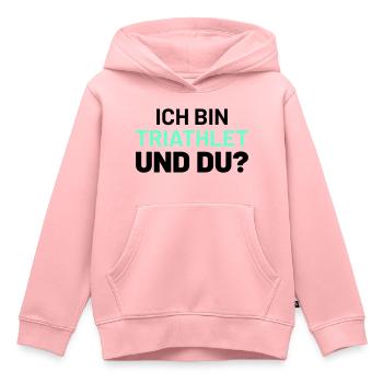 ich bin triathlet und du - Kinder Premium Organic Hoodie - Rosa - Vorne - AI Model Kid Female (0cm)