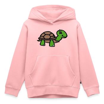 Tortue de dessin animé - Sweat Premium à capuche enfant bio - rose - Devant - AI Model Kid Female (0cm)