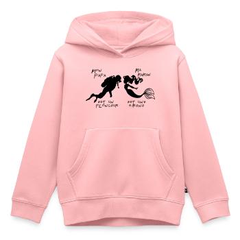 Mon papa est un plongeur Ma maman une sirène - Sweat Premium à capuche enfant bio - rose - Devant - AI Model Kid Female (0cm)