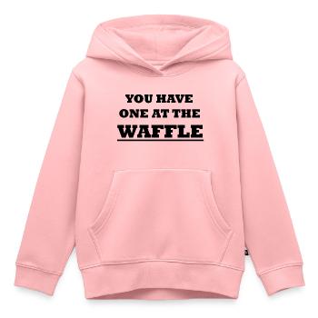 Denglisch Einen an der Waffel haben - Kinder Premium Organic Hoodie - Rosa - Vorne - AI Model Kid Female (0cm)