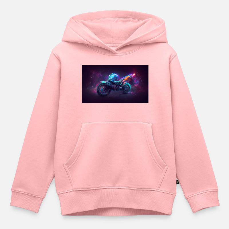 Moto spatiale - Sweat Premium à capuche enfant bio - rose