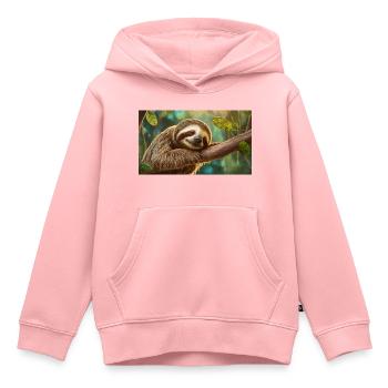Niedliche Tiere chillen – Faultier - Kinder Premium Organic Hoodie - Rosa - Vorne - AI Model Kid Female (0cm)