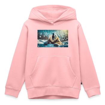 Niedliche Tiere chillen – Eisbär - Kinder Premium Organic Hoodie - Rosa - Vorne - AI Model Kid Female (0cm)