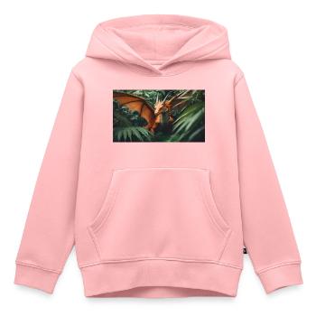Un dragon vert orange réaliste dans l’outback - Sweat Premium à capuche enfant bio - rose - Devant - AI Model Kid Female (0cm)
