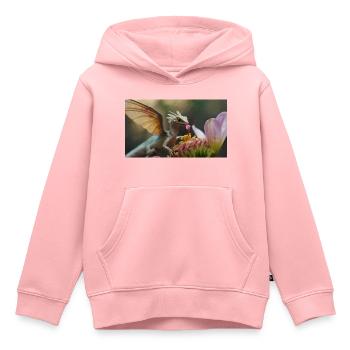 Un petit dragon mignon majestueux et réaliste - Sweat Premium à capuche enfant bio - rose - Devant - AI Model Kid Female (0cm)
