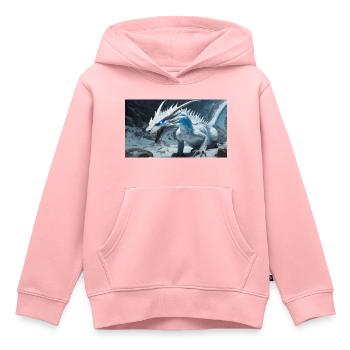 Ein realistischer, majestätischer weißer Eisdrache - Kinder Premium Organic Hoodie - Rosa - Vorne - AI Model Kid Female (0cm)