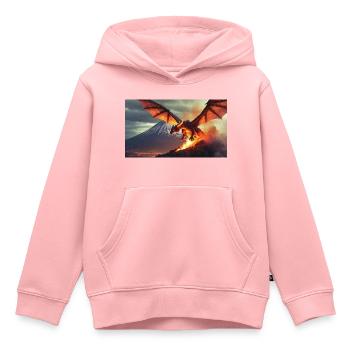 Ein realistischer, majestätischer dunkler Drachenvulkan - Kinder Premium Organic Hoodie - Rosa - Vorne - AI Model Kid Female (0cm)