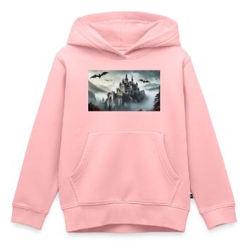 lieux mythiques effrayants – Château de Dracula - Sweat Premium à capuche enfant bio - rose - Devant - AI Model Kid Female (0cm)