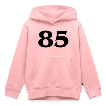 Nombre 85 - Sweat Premium à capuche enfant bio - rose - Devant - AI Model Kid Female (0cm)
