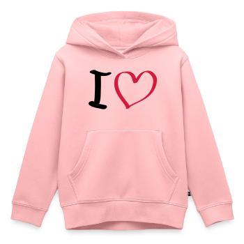 cœur - Sweat Premium à capuche enfant bio - rose - Devant - AI Model Kid Female (0cm)
