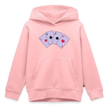 Card Game, Poker, Ace - Sweat Premium à capuche enfant bio - rose - Devant - AI Model Kid Female (0cm)